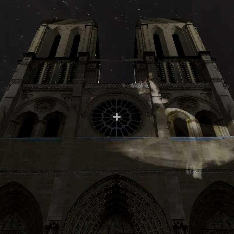 Projection mapping render with accurate light falloff in MockdatScreen